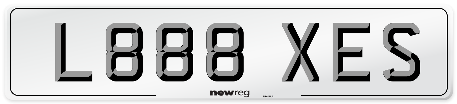 L888 XES Number Plate from New Reg